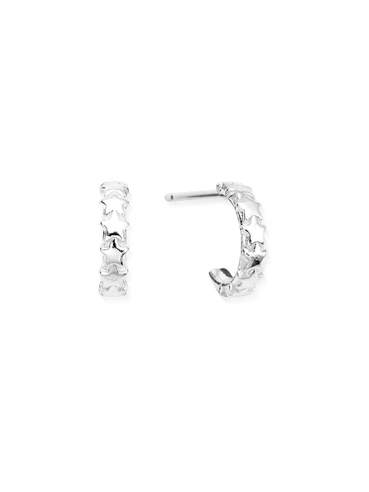 ChloBo Tiny Multi Star Huggie Hoop Earrings in Silver SEH3320