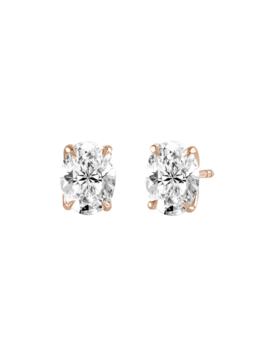 Lab Grown Diamond Solitaire Stud Earrings with 1.00ct of Oval Cut Diamonds in 9ct Rose Gold