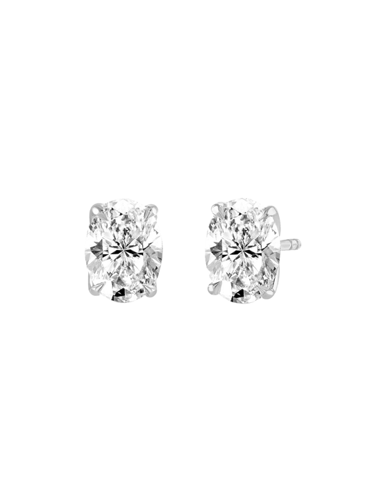 Lab Grown Diamond Solitaire Stud Earrings with 1.00ct of Oval Cut Diamonds in 9ct White Gold