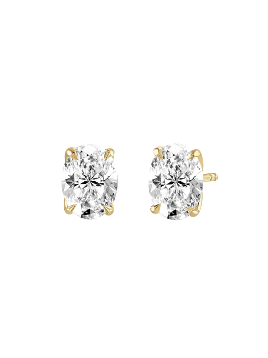 Lab Grown Diamond Solitaire Stud Earrings with 1.00ct of Oval Cut Diamonds in 9ct Yellow Gold