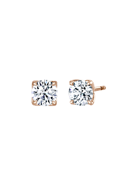 Lab Grown Diamond Solitaire Stud Earrings with 0.30ct of Round Brilliant Diamonds in 9ct Rose Gold