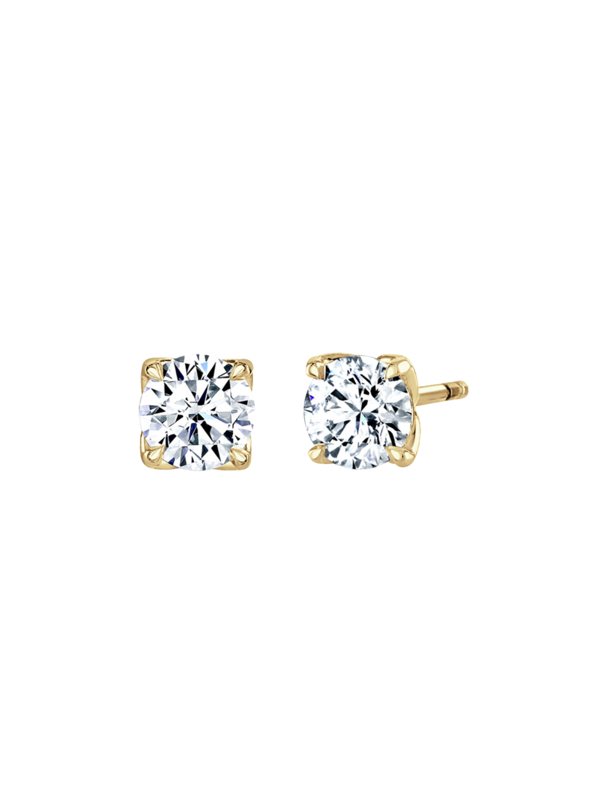 Lab Grown Diamond Solitaire Stud Earrings with 0.30ct of Round Brilliant Diamonds in 9ct Yellow Gold