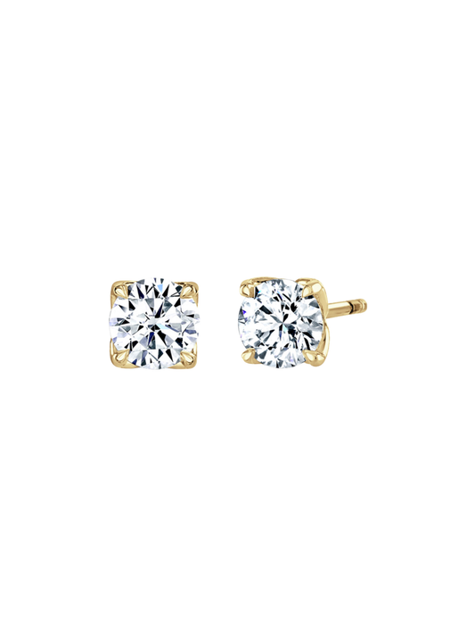Lab Grown Diamond Solitaire Stud Earrings with 0.30ct of Round Brilliant Diamonds in 9ct Yellow Gold