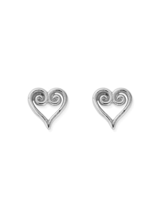 ChloBo Scroll Heart Stud Earrings in Silver SEST3424