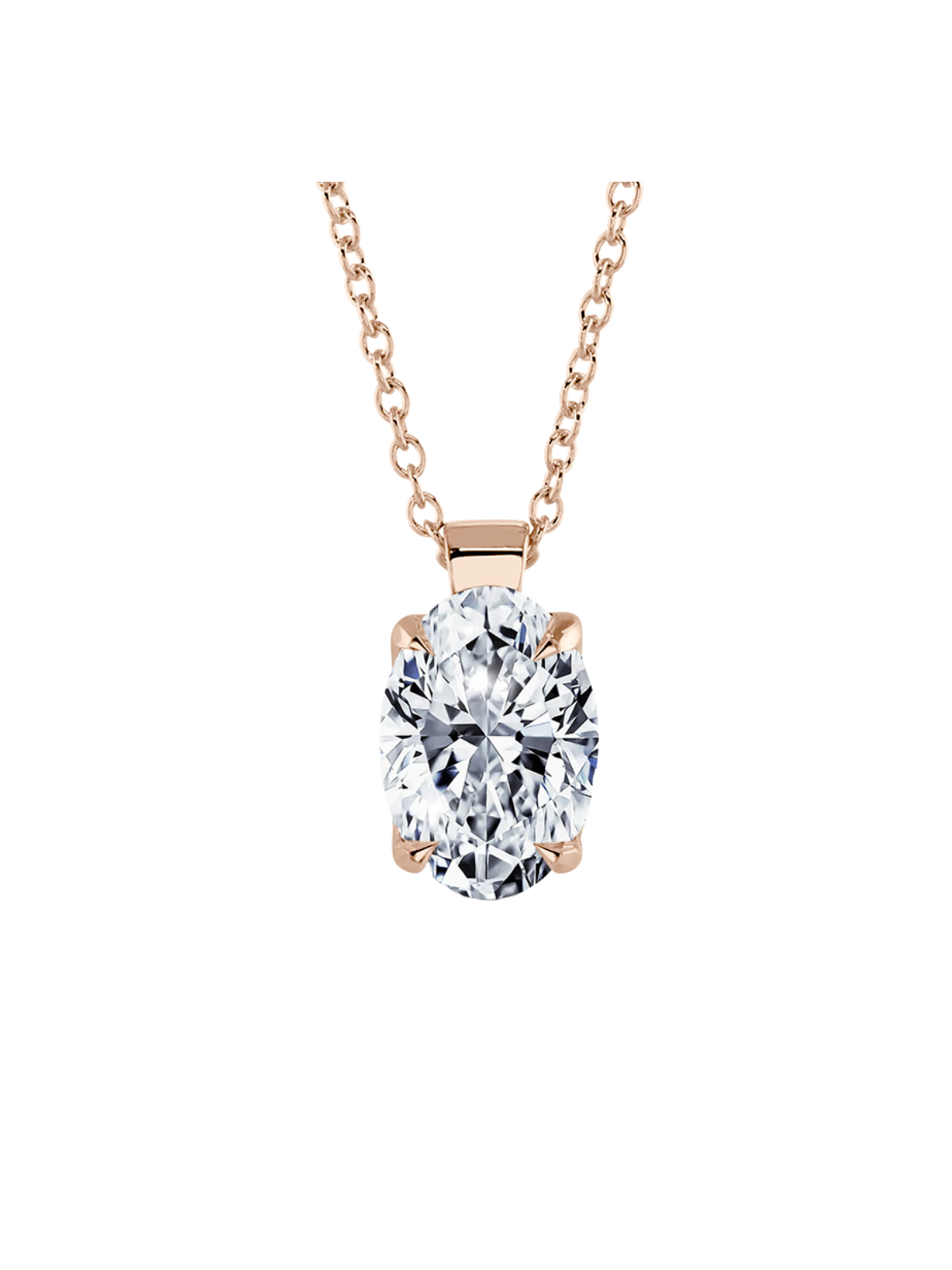 Lab Grown Diamond Solitaire Pendant with 0.50ct Oval Cut Diamond in 9ct Rose Gold