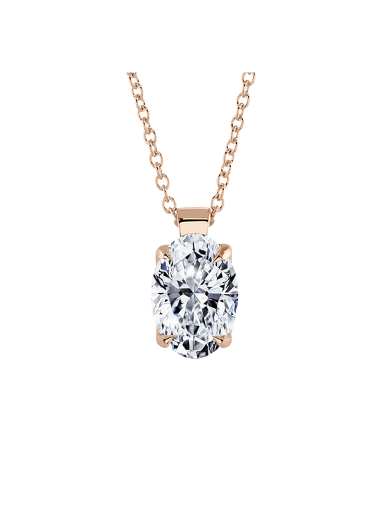 Lab Grown Diamond Solitaire Pendant with 0.50ct Oval Cut Diamond in 9ct Rose Gold