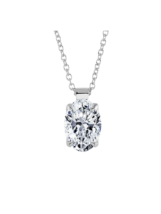 Lab Grown Diamond Solitaire Pendant with 0.50ct Oval Cut Diamond in 9ct White Gold