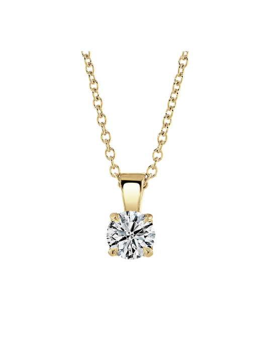 Lab Grown Diamond Solitaire Pendant with 0.50ct Round Brilliant Diamond in 9ct Yellow Gold