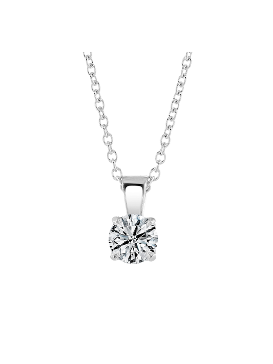 Lab Grown Diamond Solitaire Pendant with 1.00ct Round Brilliant Diamond in 9ct White Gold
