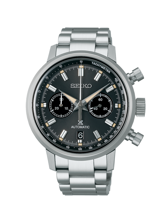 Second Hand Seiko Prospex Speedtimer 42.5mm with Steel Bracelet & Black Dial