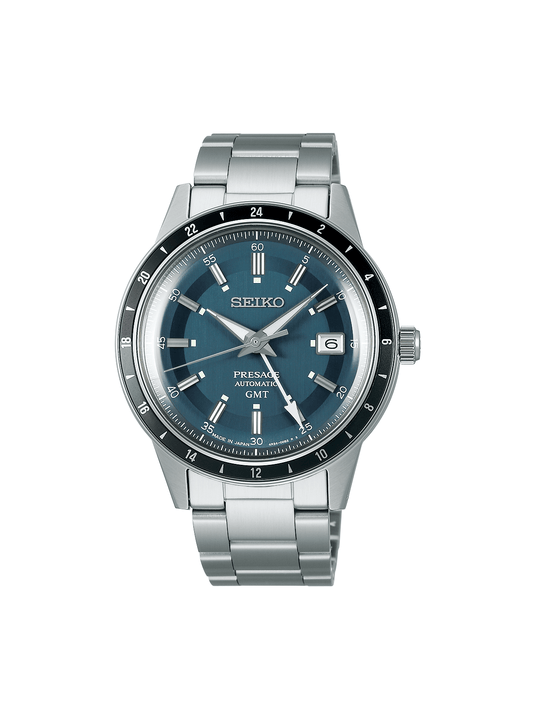 Seiko Presage 'Petrol Blue' Style 60s Road Trip GMT Watch 41mm SSK009J1