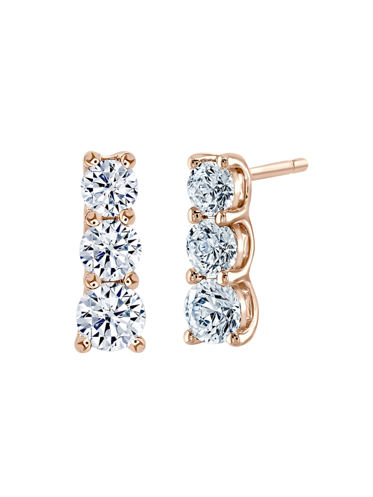 Lab Grown Diamond Drop Earrings with 1.50ct of Round Brilliant Diamonds in 9ct Rose Gold