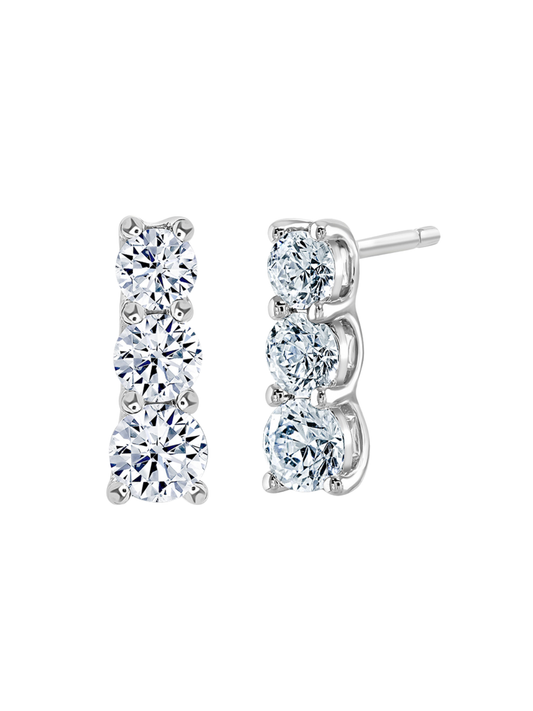 Lab Grown Diamond Drop Earrings with 1.50ct of Round Brilliant Diamonds in 9ct White Gold