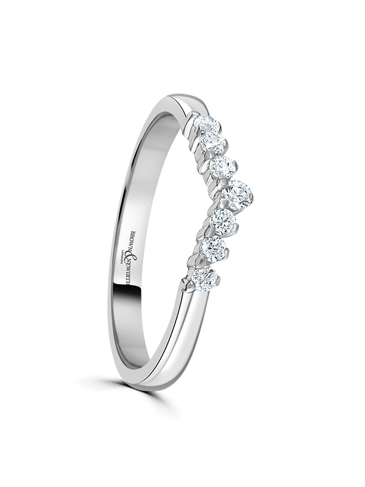 Diamond Set Platinum Wedding Ring 0.15ct Brilliant Cut