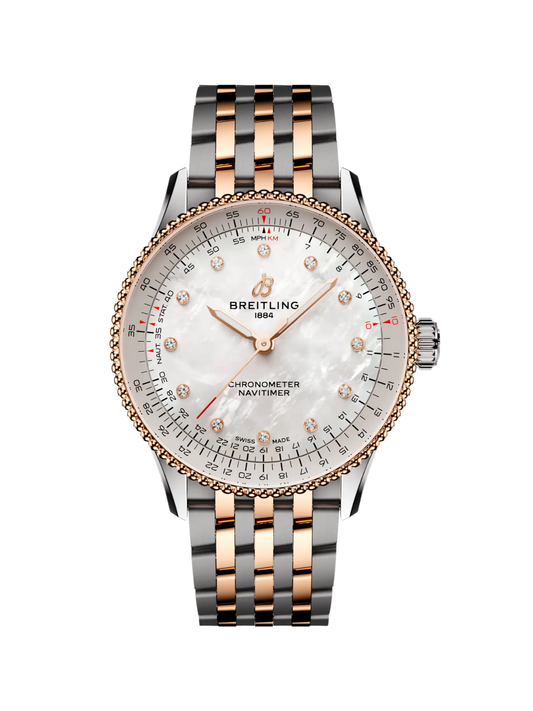 Breitling Navitimer 36 with Steel & Rose Gold Bracelet and White Mother of Pearl Dial