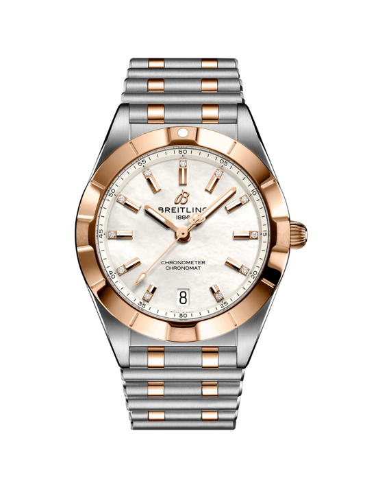 Breitling Chronomat 32 with Steel & Rose Gold Bracelet and White Mother of Pearl Dial