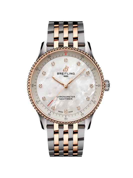 Breitling Navitimer 32 with Steel & Rose Gold Bracelet and White Mother of Pearl Dial