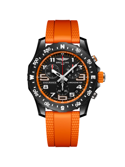 Breitling Endurance Pro 44 with Orange Rubber Strap & Black Dial