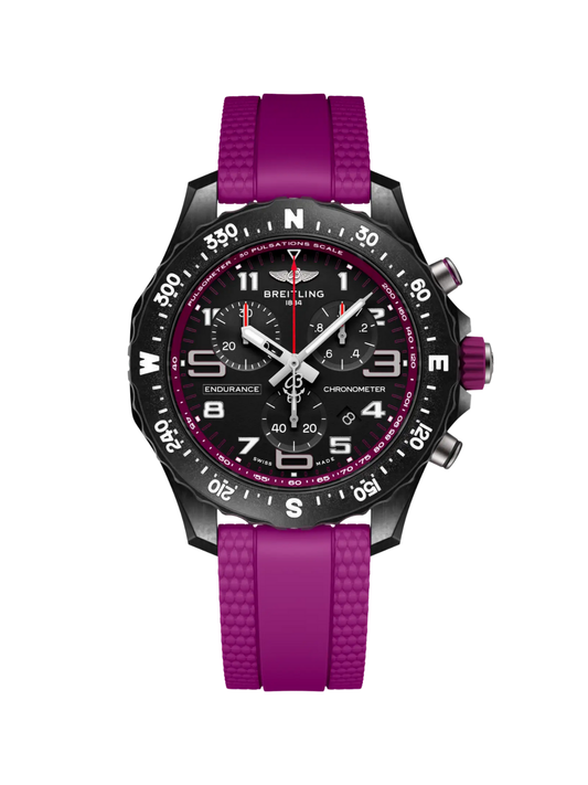 Breitling Endurance Pro 38 with Purple Rubber Strap & Black Dial