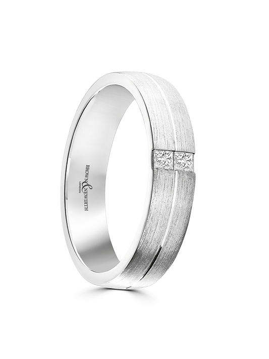 Diamond Set Platinum Wedding Ring 0.10ct Princess Cut
