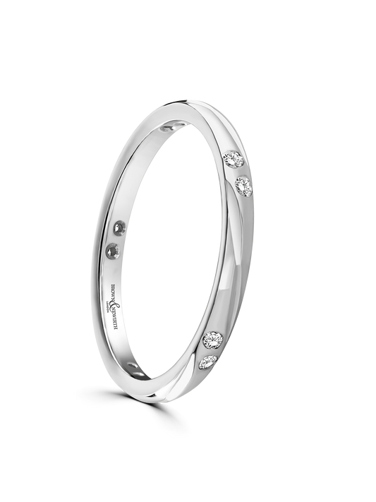 Diamond Set 9ct White Gold Wedding Ring 0.11ct Brilliant Cut
