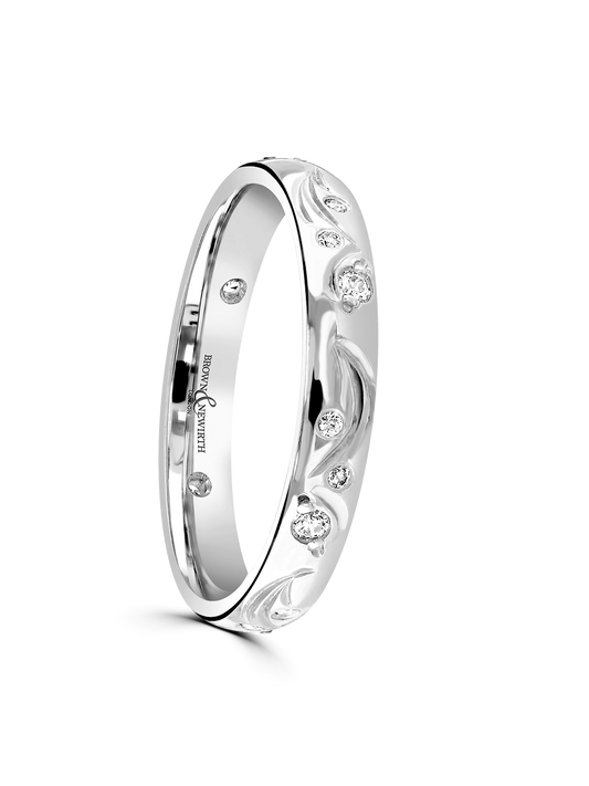 Diamond Set 18ct White Gold Wedding Ring 0.15ct Brilliant Cut