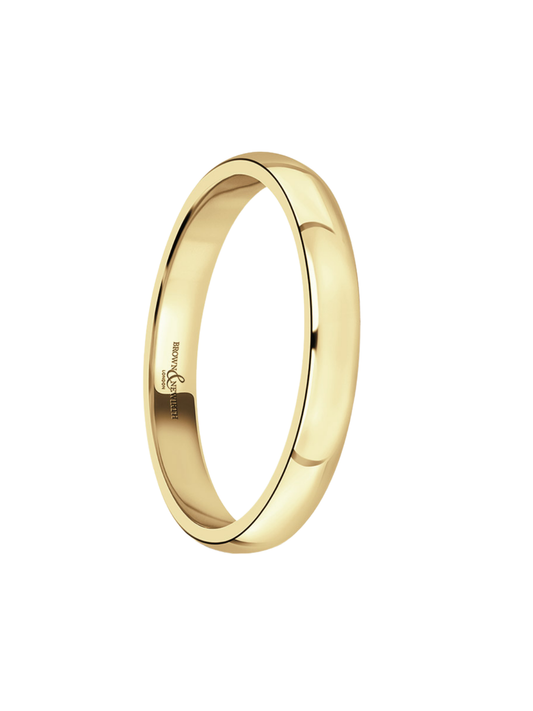 2.5mm 9ct Yellow Gold Wedding Ring with Medium Classic Court Profile (Size A-Q)