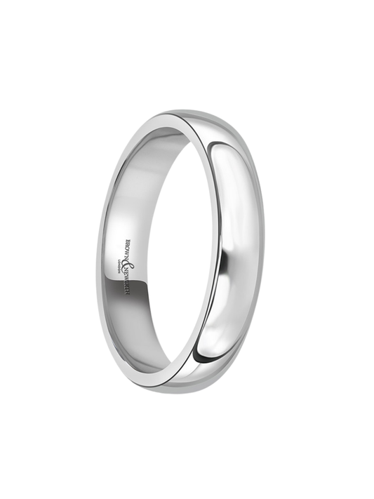 4mm Platinum Wedding Ring with Medium Classic Court Profile (Size R-Z+)