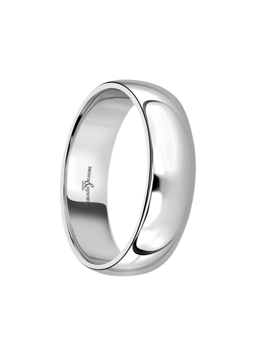 6mm Platinum Wedding Ring with Medium Classic Court Profile (Size R-Z+)
