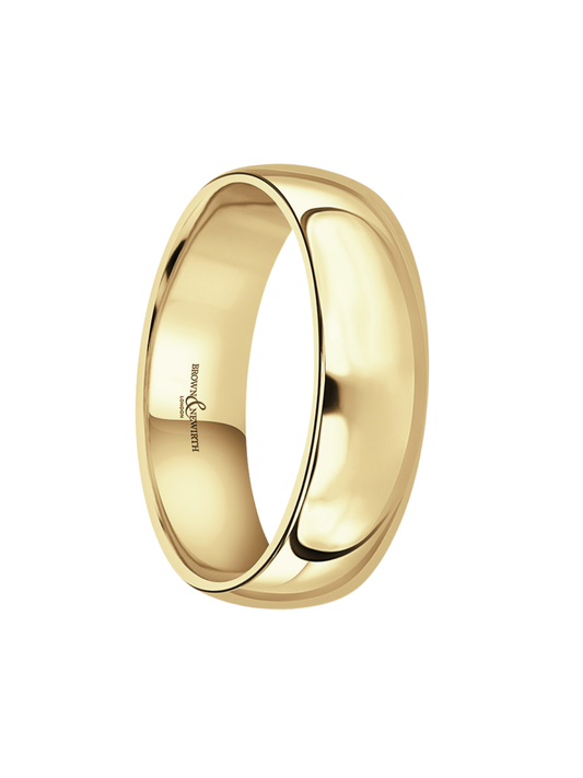 7mm 9ct Yellow Gold Wedding Ring with Medium Classic Court Profile (Size R-Z+)