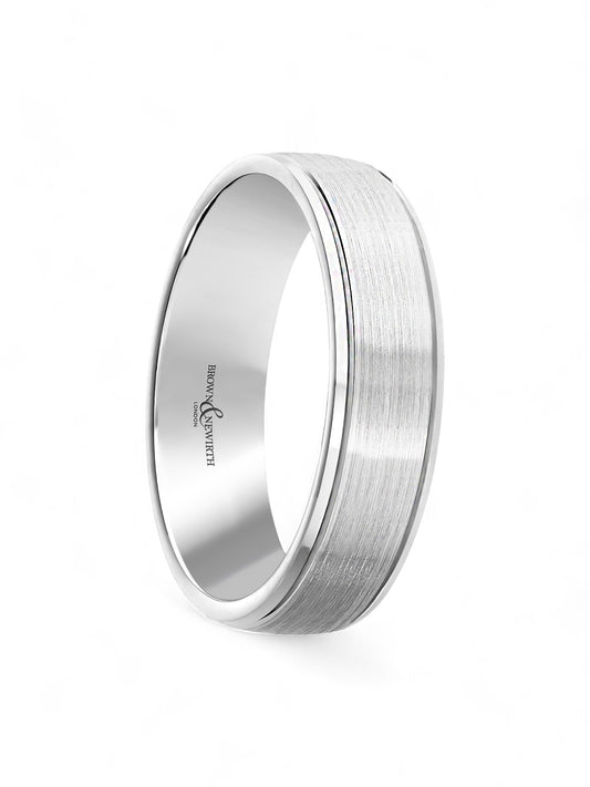 Brown & Newirth 5.0mm Patterned Wedding Ring in 9ct White Gold