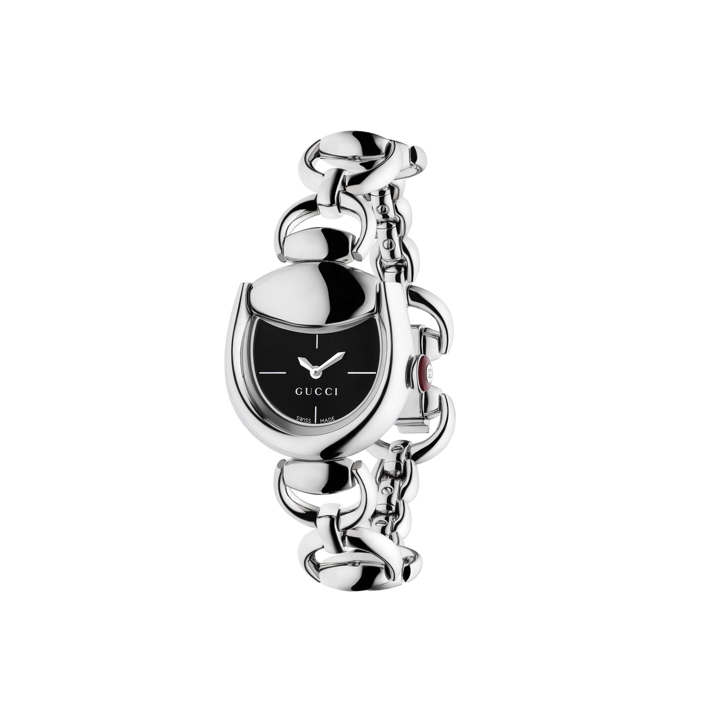Gucci Horsebit Watch with Steel Bracelet & Black Dial