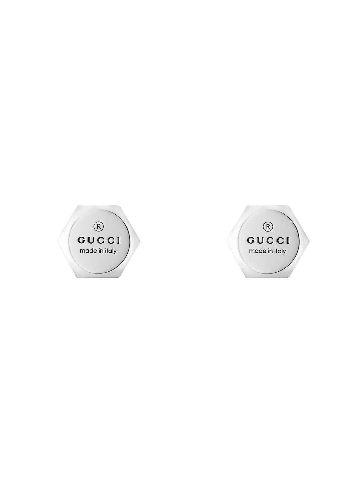 Gucci Trademark Hexagon Silver Stud Earrings