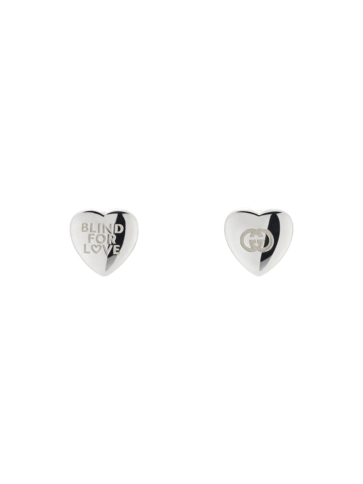 Gucci Blind for Love Silver Heart Stud Earrings