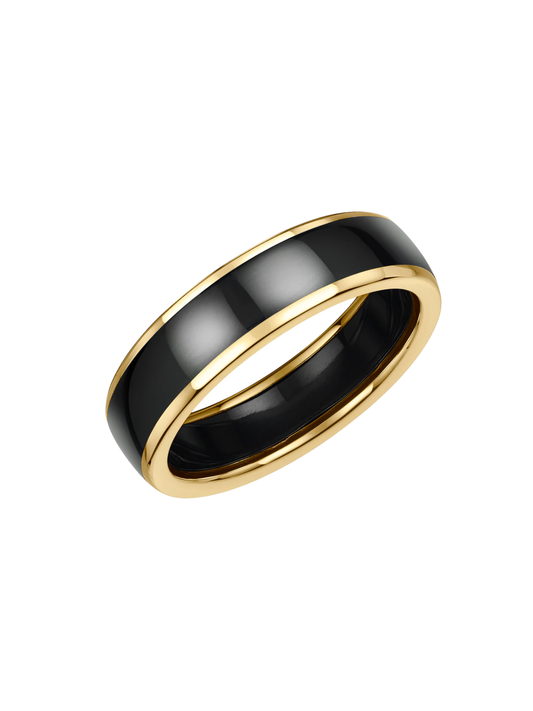 Zedd Zirconium & 9ct Yellow Gold 6mm Wedding Ring