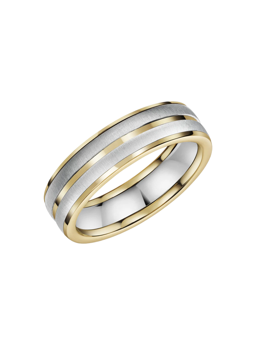 Zedd 9ct Yellow Gold & Zirconium 6mm Wedding Ring