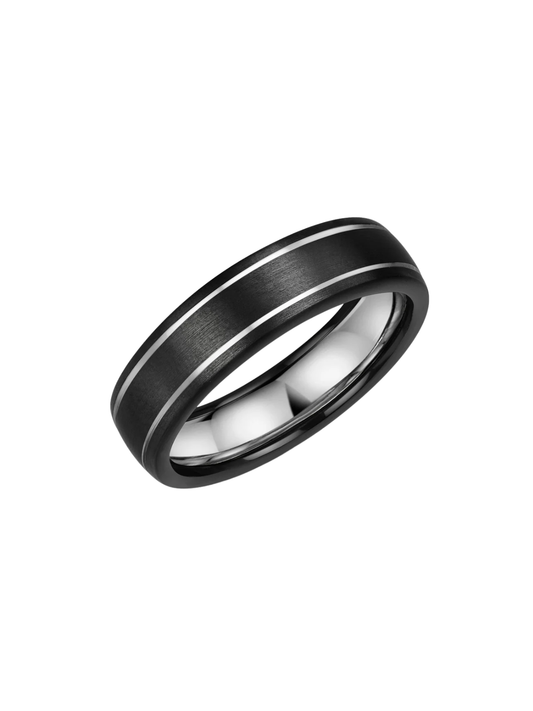 Zedd Zirconium & Silver 6mm Wedding Ring