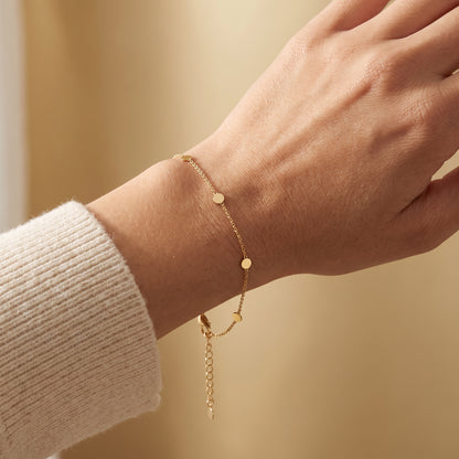 Mini Disc & Fine Chain Bracelet in 9ct Yellow Gold