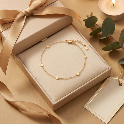 Mini Disc & Fine Chain Bracelet in 9ct Yellow Gold