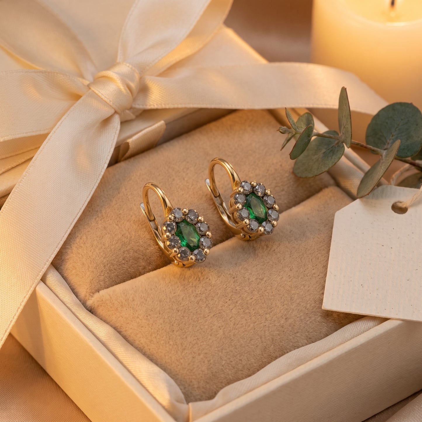 Tsavorite & Brown Diamond Cluster Earrings in 18ct Rose Gold