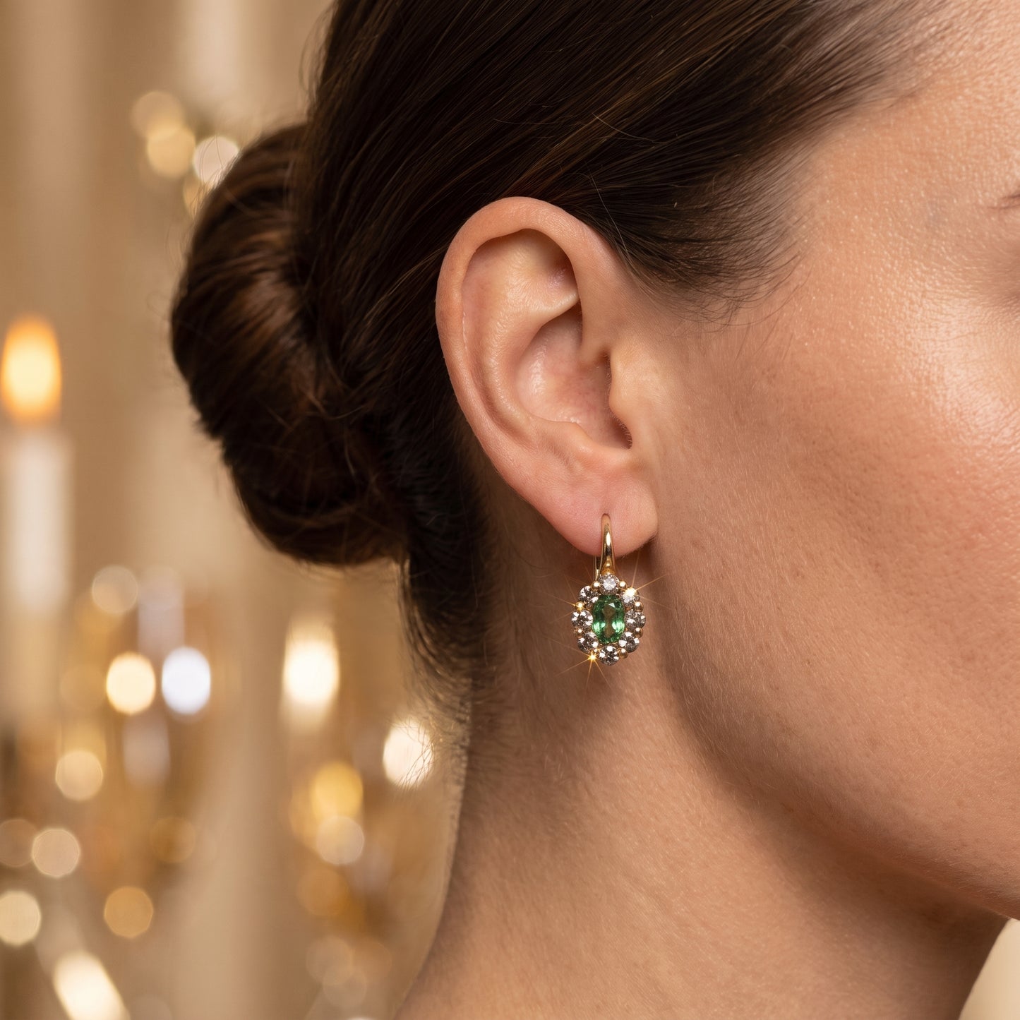 Tsavorite & Brown Diamond Cluster Earrings in 18ct Rose Gold