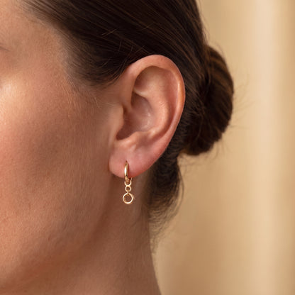 9ct Yellow Gold Hoop Earrings 16mm with Detachable Circle Drop