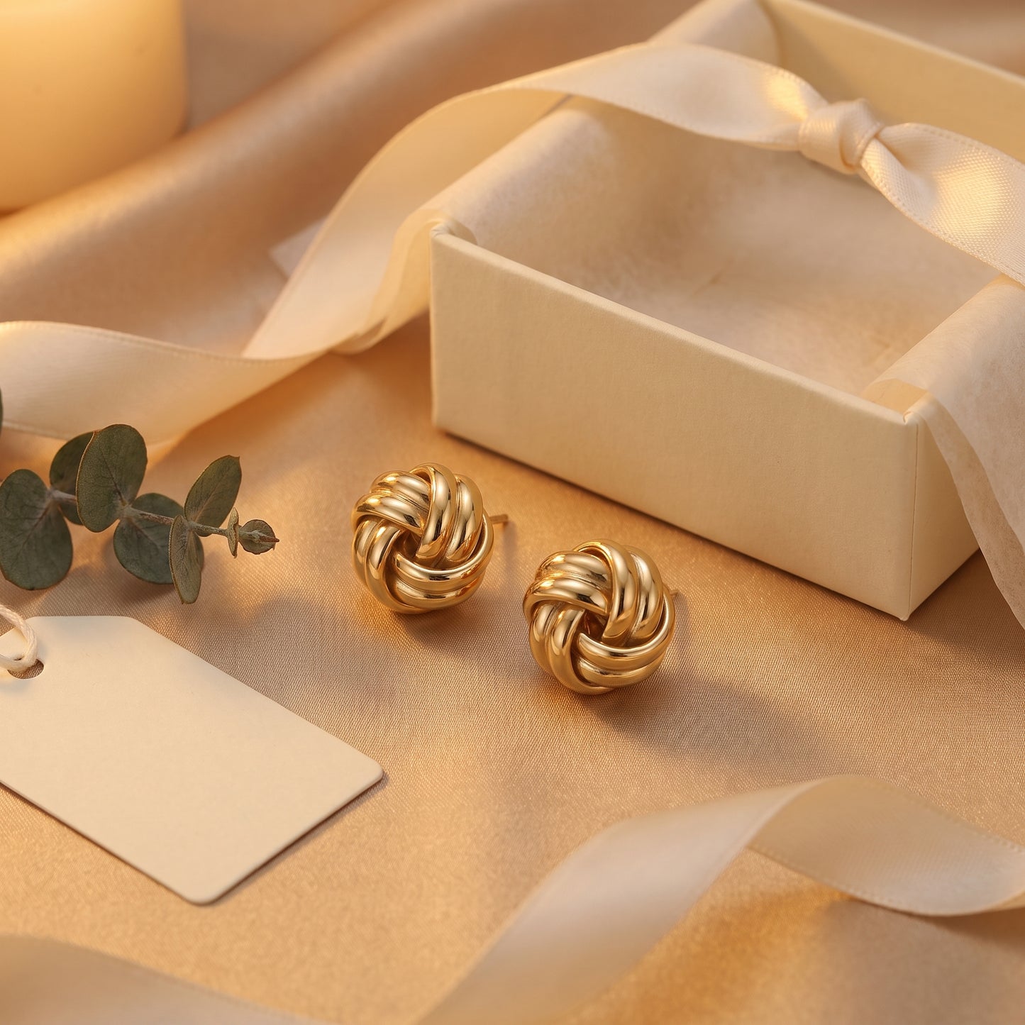 9ct Yellow Gold Knot Stud Earrings 10 x 10mm