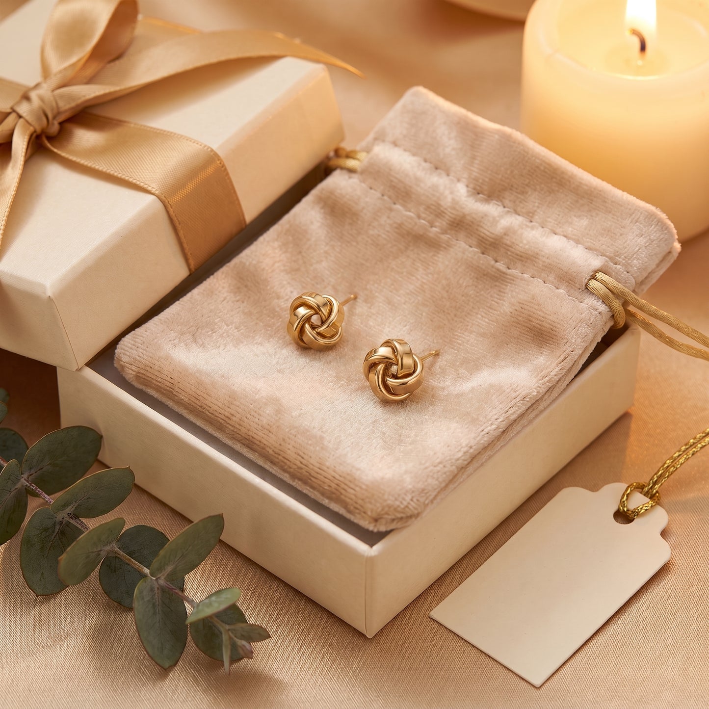 9ct Yellow Gold Knot Stud Earrings 9.5mm x 9.5mm