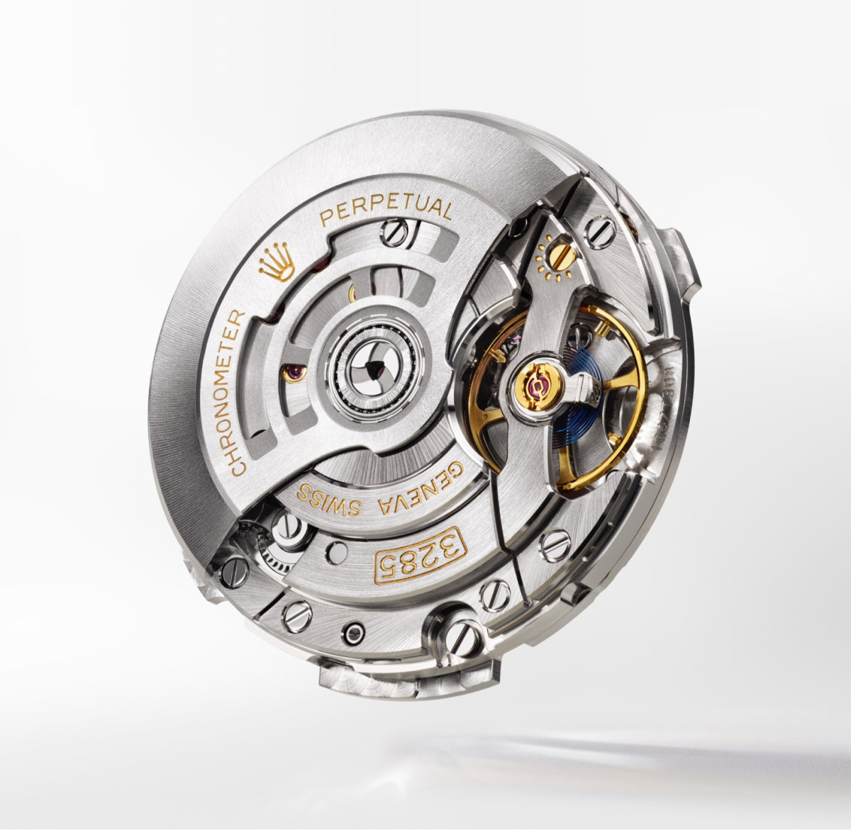 Rolex movement 3285 on a white background.