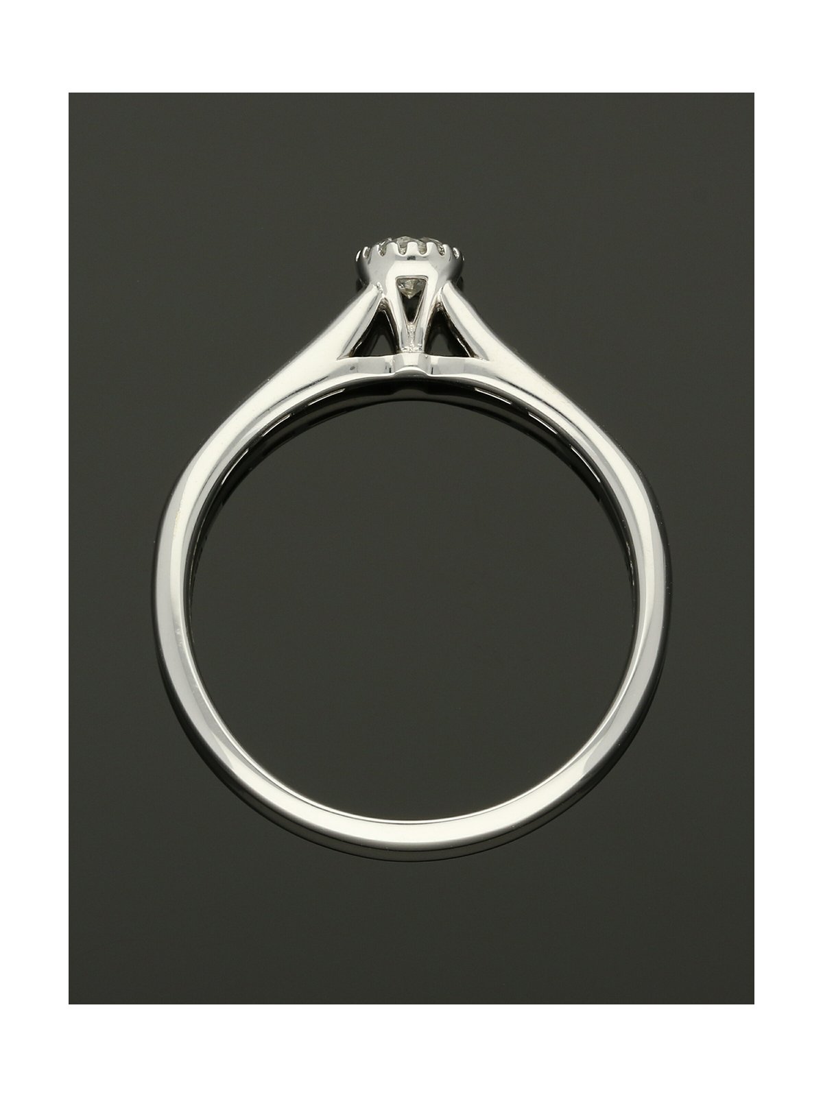 Diamond Solitaire Engagement Ring 0.35ct Round Brilliant Cut in 9ct White Gold with Diamond Shoulders