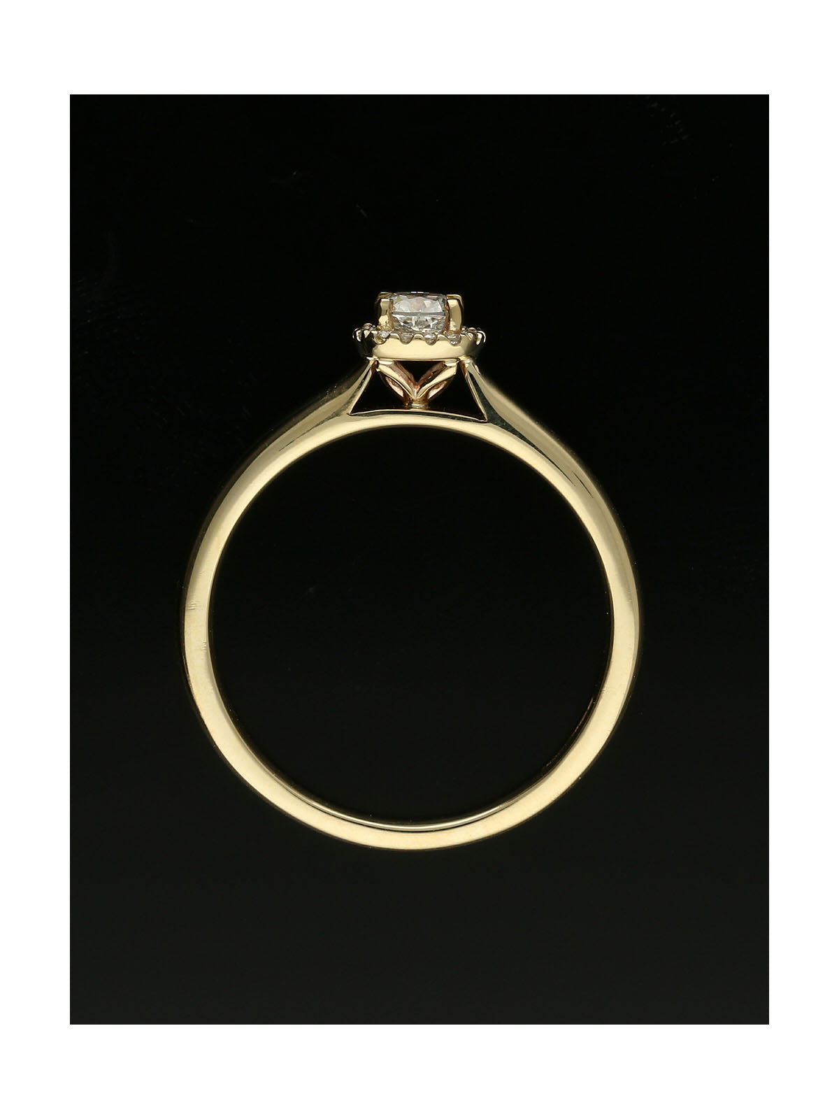 Diamond Halo Engagement Ring 0.31ct Cushion Cut in 9ct Yellow Gold