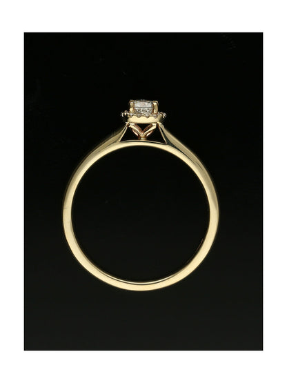 Diamond Halo Engagement Ring 0.31ct Cushion Cut in 9ct Yellow Gold