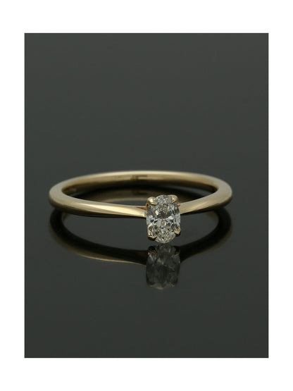 Diamond Solitaire Engagement Ring 0.25ct Oval Cut in 9ct Yellow Gold