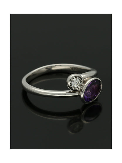Amethyst & Diamond Dress Ring in 9ct White Gold